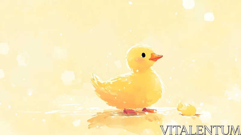 Sunny puddle philosopher duckling in a lemony daydream.