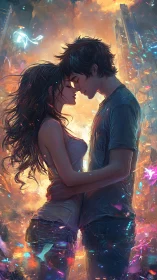 Neon-Lit Embrace: Cyberpunk Romance in Urban Decay.