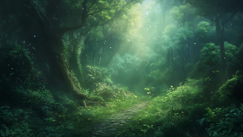 Luminous Woodland Cathedral: Where Light Conducts the Emerald Choir.