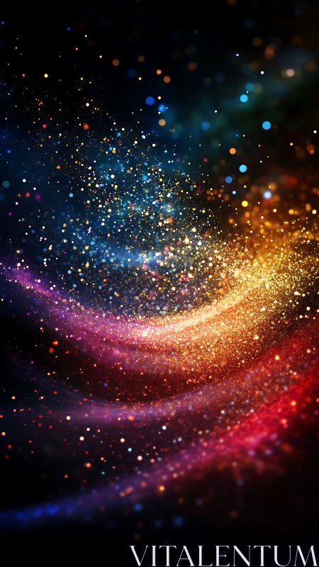 Glittering cosmic light trails swirl through deep space night