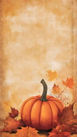 Autumn pumpkin illustration with textured rustic backdrop.