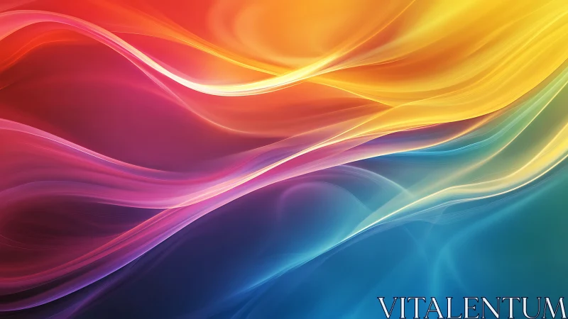 Spectral light waves form layered flowing gradients across the frame