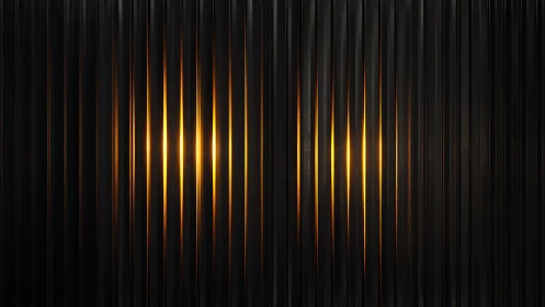 Aligned metallic ribs channel warm internal light in parallel bands