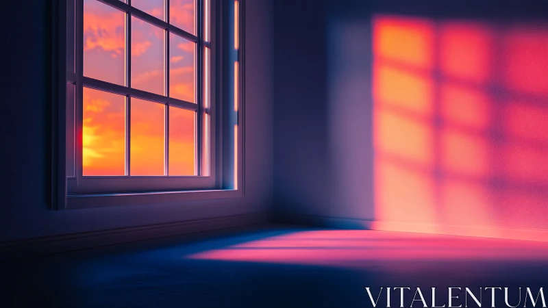 Sunset-illuminated interior wall with high contrast soft shadows