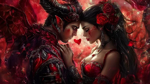 Crimson Devotion: Gothic Romance Unfolds in Radiant Darkness