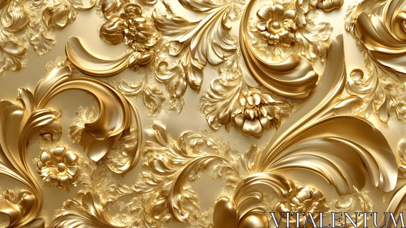 Ornate golden baroque floral pattern in luxurious 3D style. Ornate golden baroque floral pattern in luxurious 3D style.