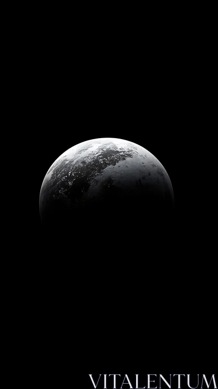 Quiet half-lit planet drifting through deep velvet space.