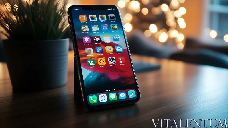 Modern Smartphone Home Screen Glowing with Colorful Apps and Warmth