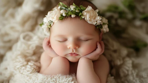 Peaceful Dreamer Crowned in Blossoms Finds Serenity