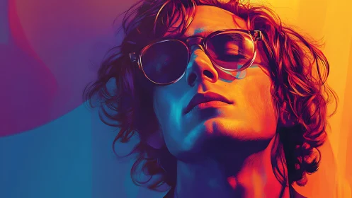 Neon-gradient portrait in expressive digital painting style.