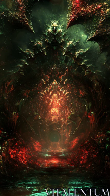 Glowing cavern gateway unfolding in deep cosmic shadows.