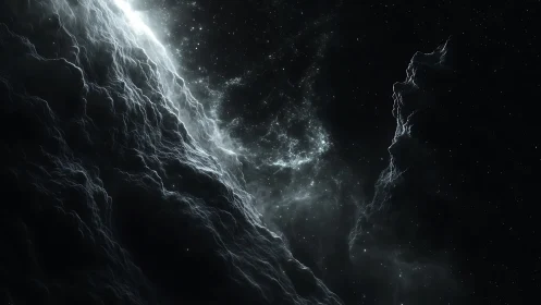 Volumetric interstellar dust cliffs with starfield backscatter