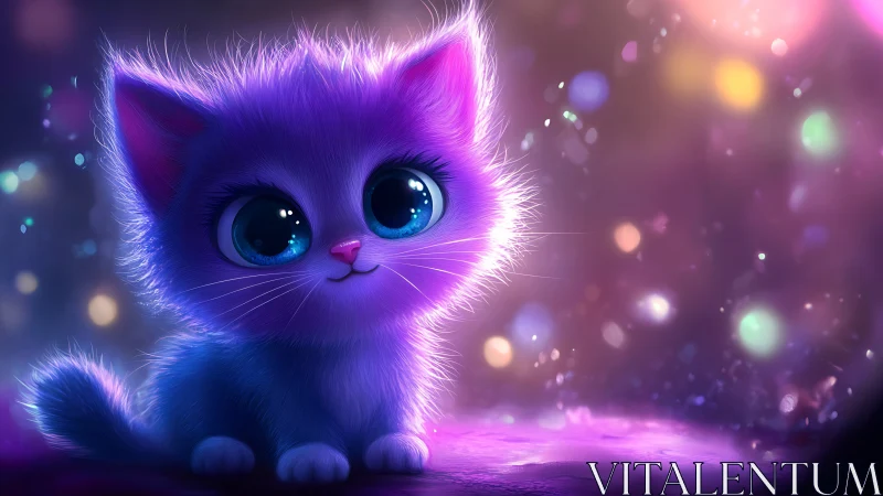 Luminescent Feline with Neon-Infused Fur and Crystalline Gaze