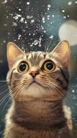 Digitally Rendered Feline with Particle Dispersion Effect and Wide-Angle Volumetric Lighting