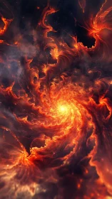 Fractal stellar vortex of incandescent plasma turbulence spiral.