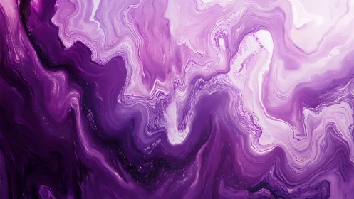 Violet fluid marble abstraction with layered wave contours.