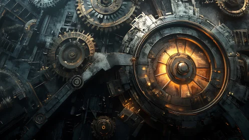 Molten clockwork forge ignites an industrial solar heart.