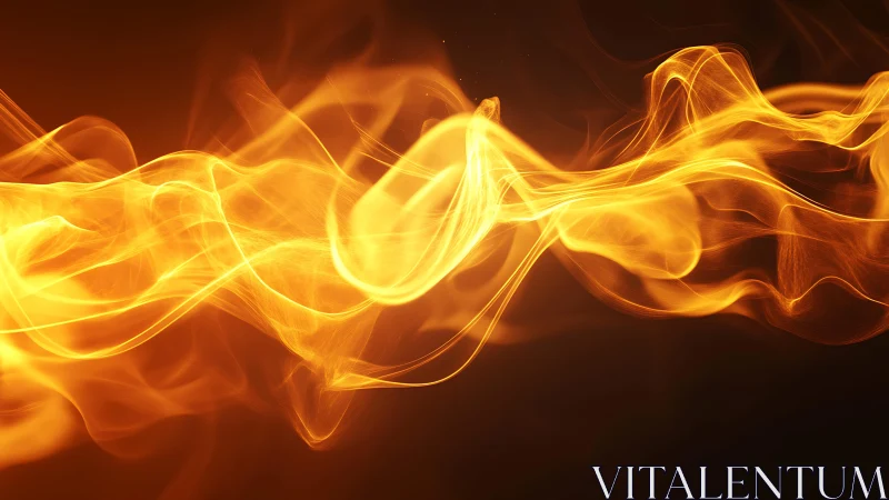 Abstract fiery orange flame waves on dark background, digital art.