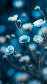 Blue and white daisies with shallow depth of field