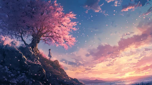 Quiet blossoms and a soft sunset sky invite gentle wandering.