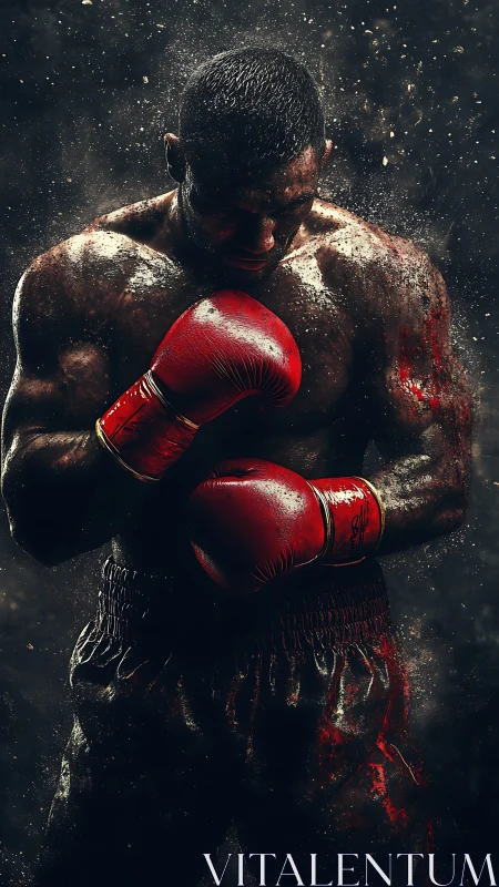 Boxer in Red Gloves, Dramatic Particle Dissolution Effect.