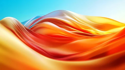 Flowing ribbons of warm color roll like glowing waves