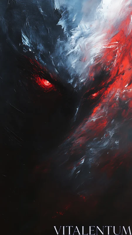 Abstract demonic visage in high-contrast digital impasto study.