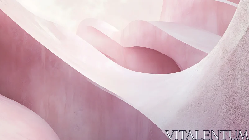Soft rose architectural waves under diffused pastel light.