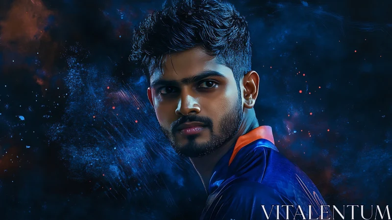 Male subject rendered in high-contrast digital portrait lighting