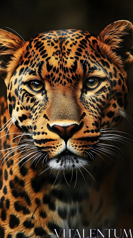 Golden-eyed leopard portrait with calm, watchful grace.