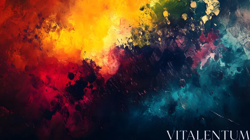 Vibrant Abstract Painting with Bold Colorful Brush Strokes.