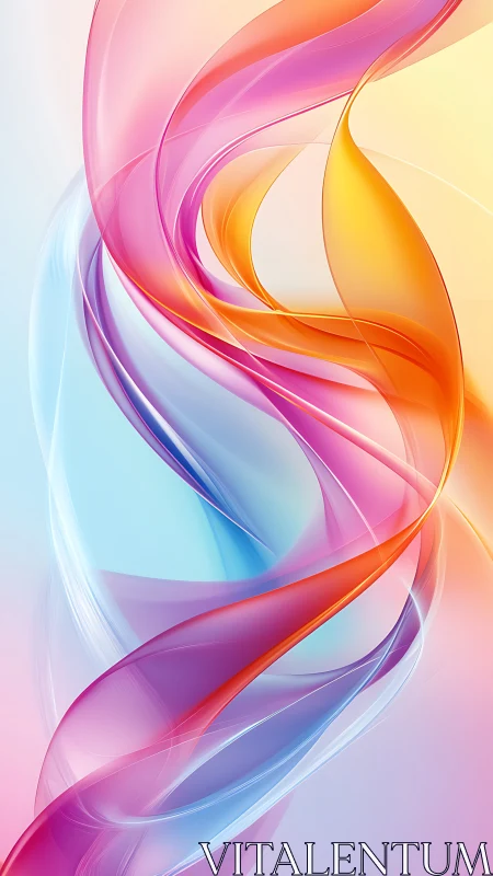 Silken color ribbons twirl through luminous pastel light.