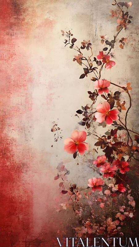 Botanical Reverie: Vintage Florals Whispering Through Rust and Stone.