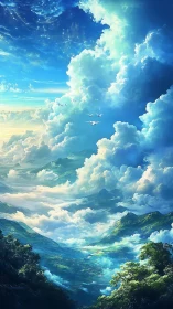 Sky-touched valleys beneath rivers of wandering clouds.