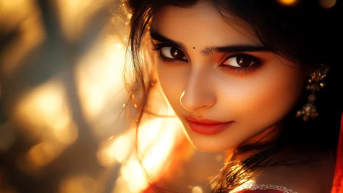 Sunlit close-up portrait renders luminous amber gaze in profile