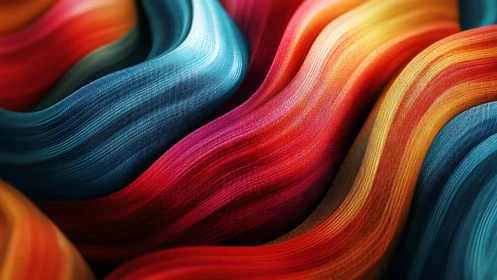 Multicolored flowing ribbons with textured surface detail.