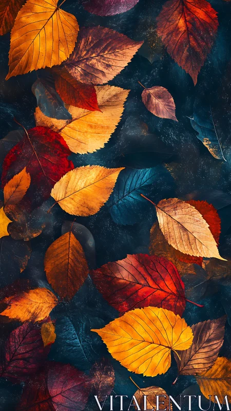 Digital autumn foliage array with deep chiaroscuro contrast.