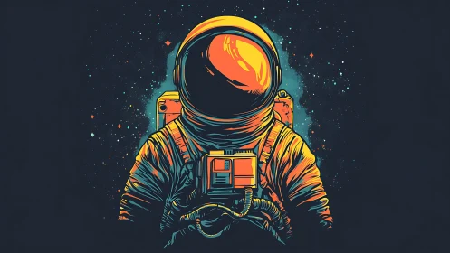 Starlit astronaut drifts calmly through neon-tinted cosmic hush