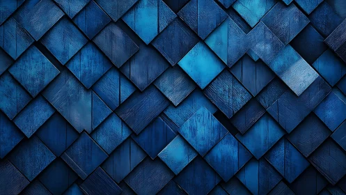 Overlapping blue geometric panels form a textured surface