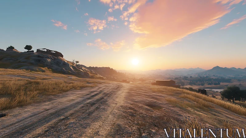 Sunlit country road welcoming a peaceful golden evening.