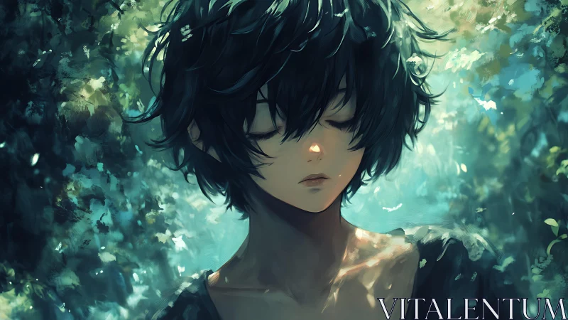 Softly lit forest dream with a quiet, thoughtful soul.