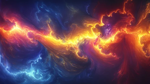 Fractal nebula energy stream in vibrant digital painting style.