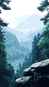 Mountain Valley Vista From Stone Outcrop Overlook