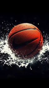 Hydrodynamic basketball impact with high-speed splash simulation.
