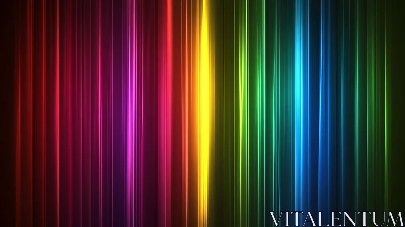 Vertical spectrum beams forming radiant neon light curtain.