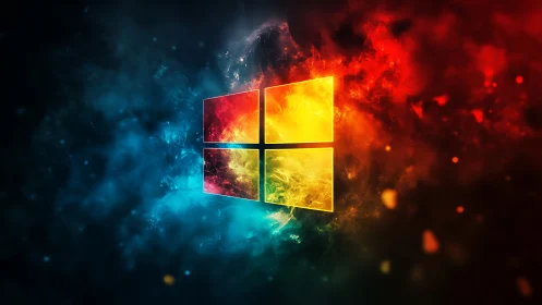 Neon nebula window igniting a cosmic splash of color.