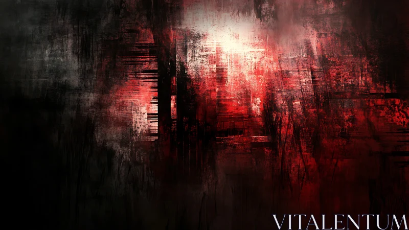 High contrast red-black digital abstraction with vertical motion blur