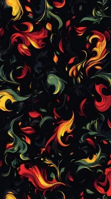 Ornamental Flourish Pattern. Vibrant baroque swirls against dark ground.