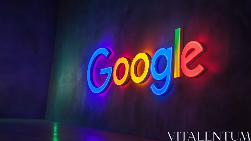 Multicolor Google wordmark rendered as neon-style wall signage
