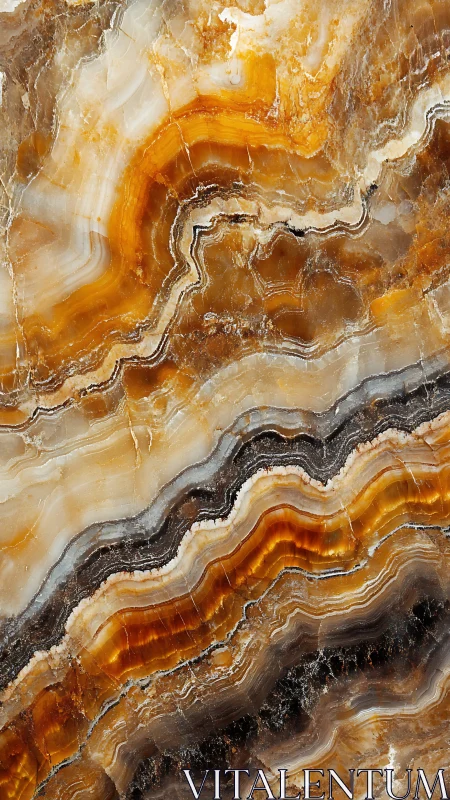Macro study of banded onyx agate with ochre mineral veining